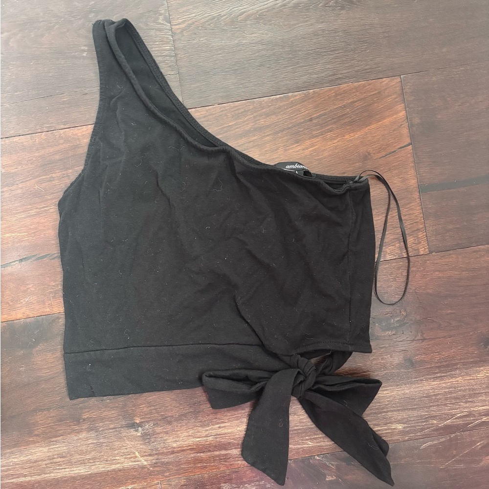 Ambiance Black One-Shoulder Crop Top